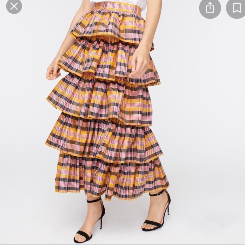 Jcrew plaid ruffle skirt